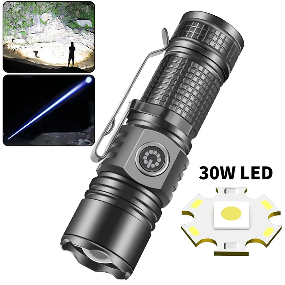 Super Bright Rechargeable Waterproof Mini LED Flashlight with Telescopic Zoom