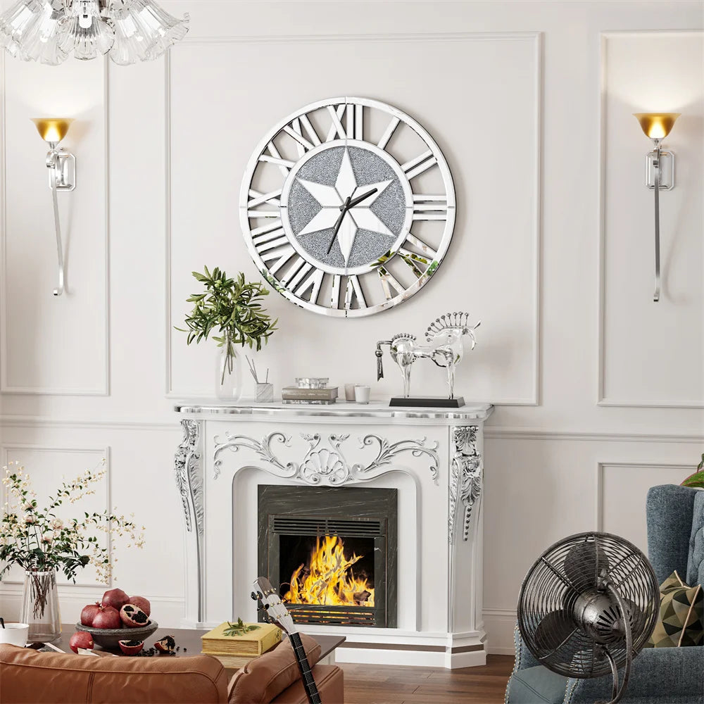 Round Mirrored glass Wall Clock