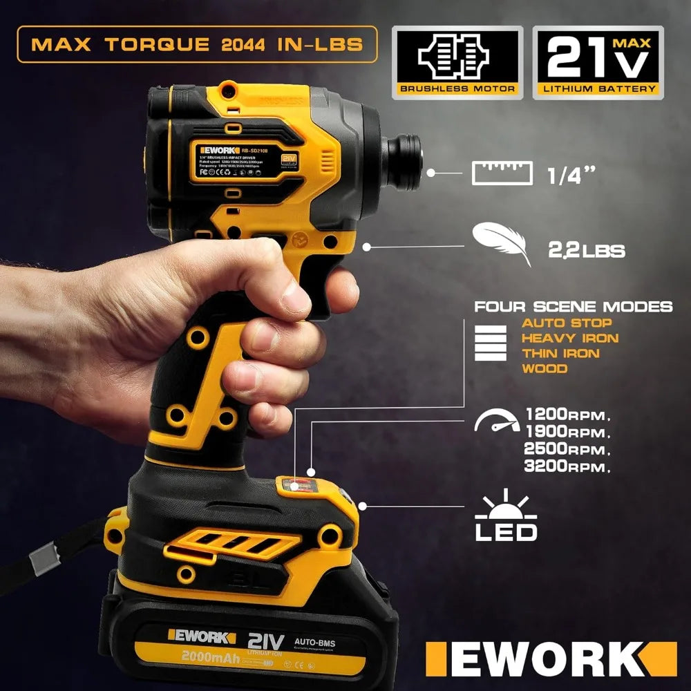 21V Brushless Cordless Drill and Impact Driver