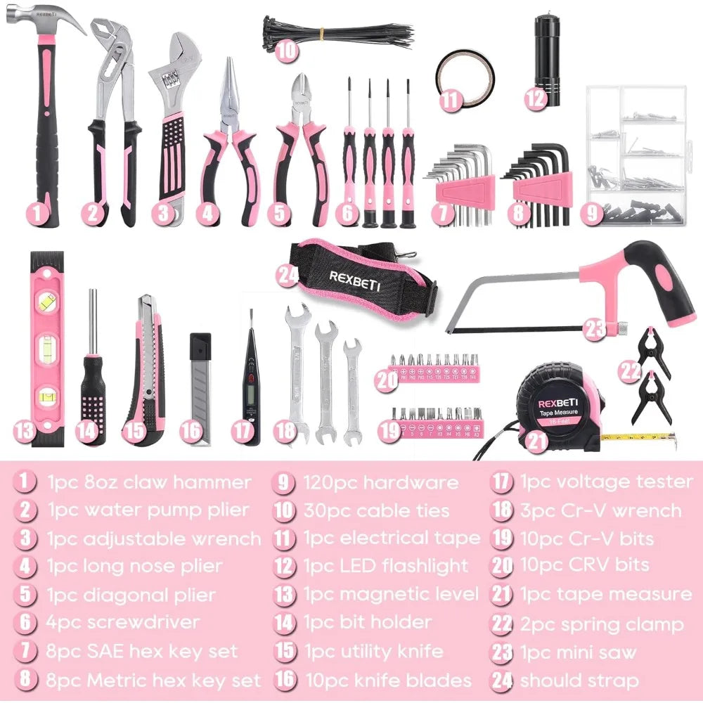 Ladies Hand Tool Set with 16 inch Tool Bag