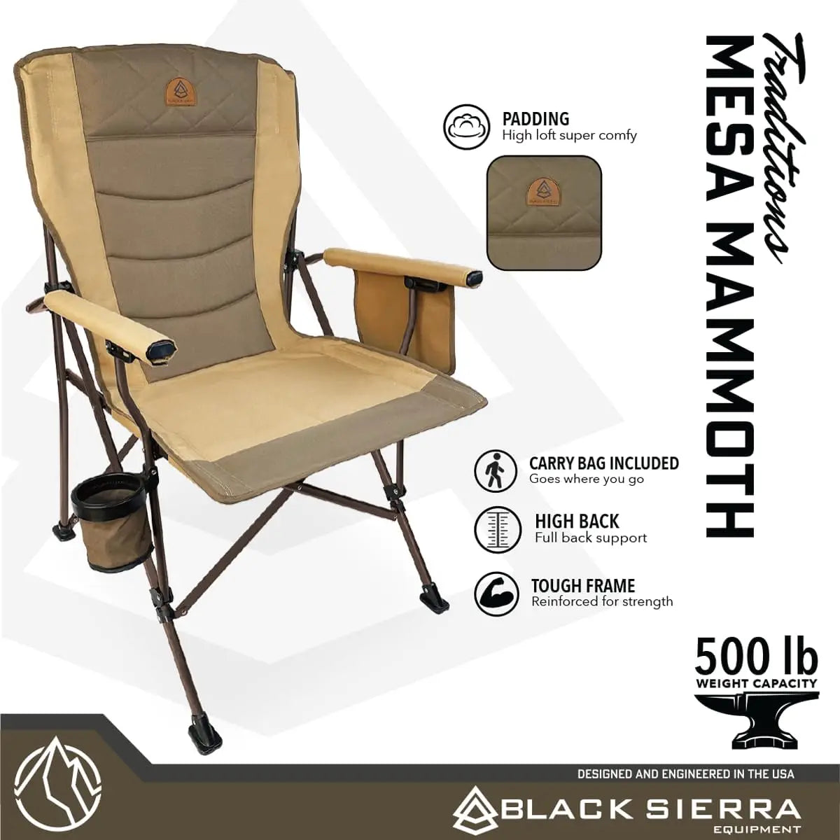 Durable Oversized Steel-Frame Folding Chair for Camping & Fishing