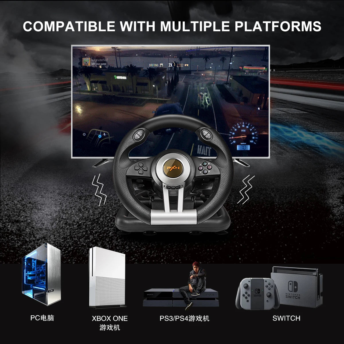 PXN V3 180° Pro Gaming Racing Wheel set