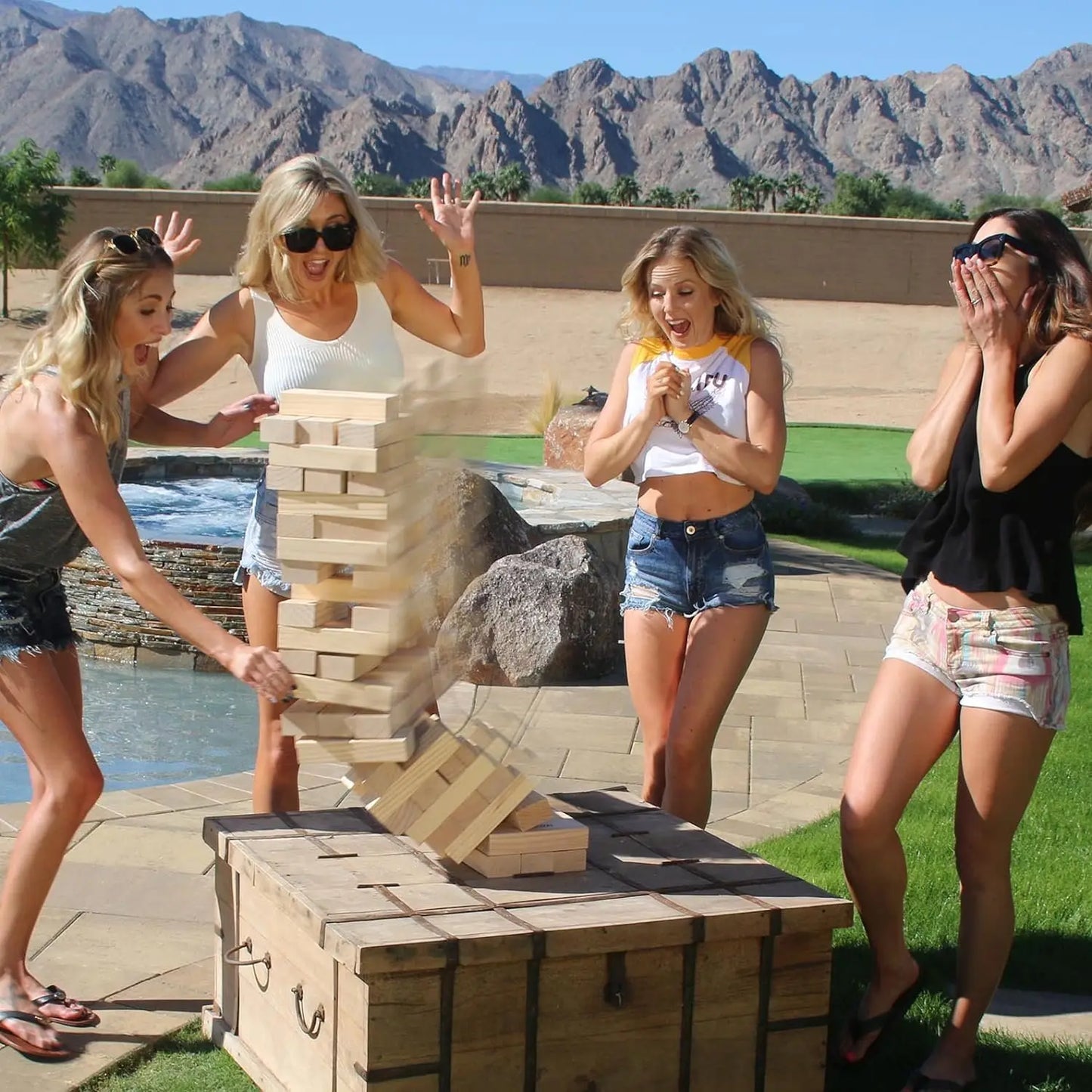 Giant Wooden Toppling Tower, Stacks Up to 5 ft'