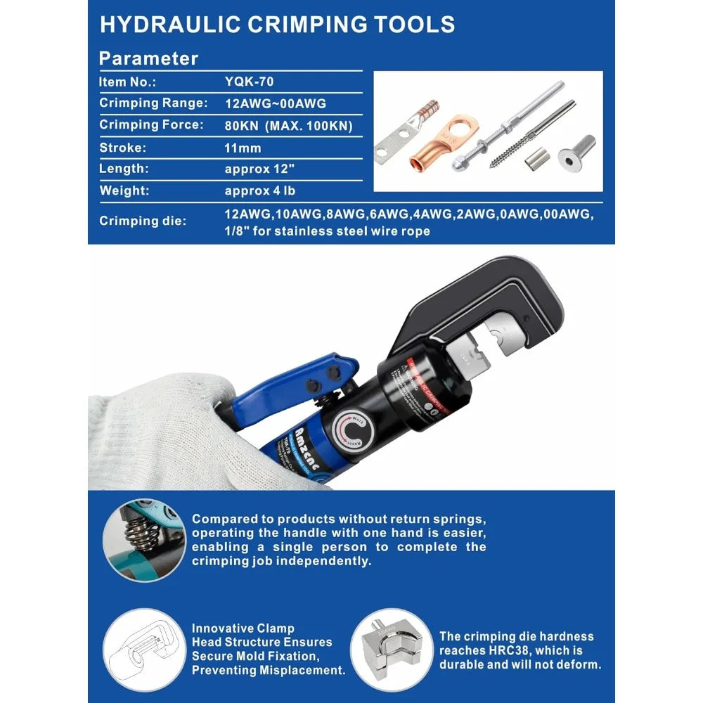 8 US TON Hydraulic Crimping Tool and Cable Cutter