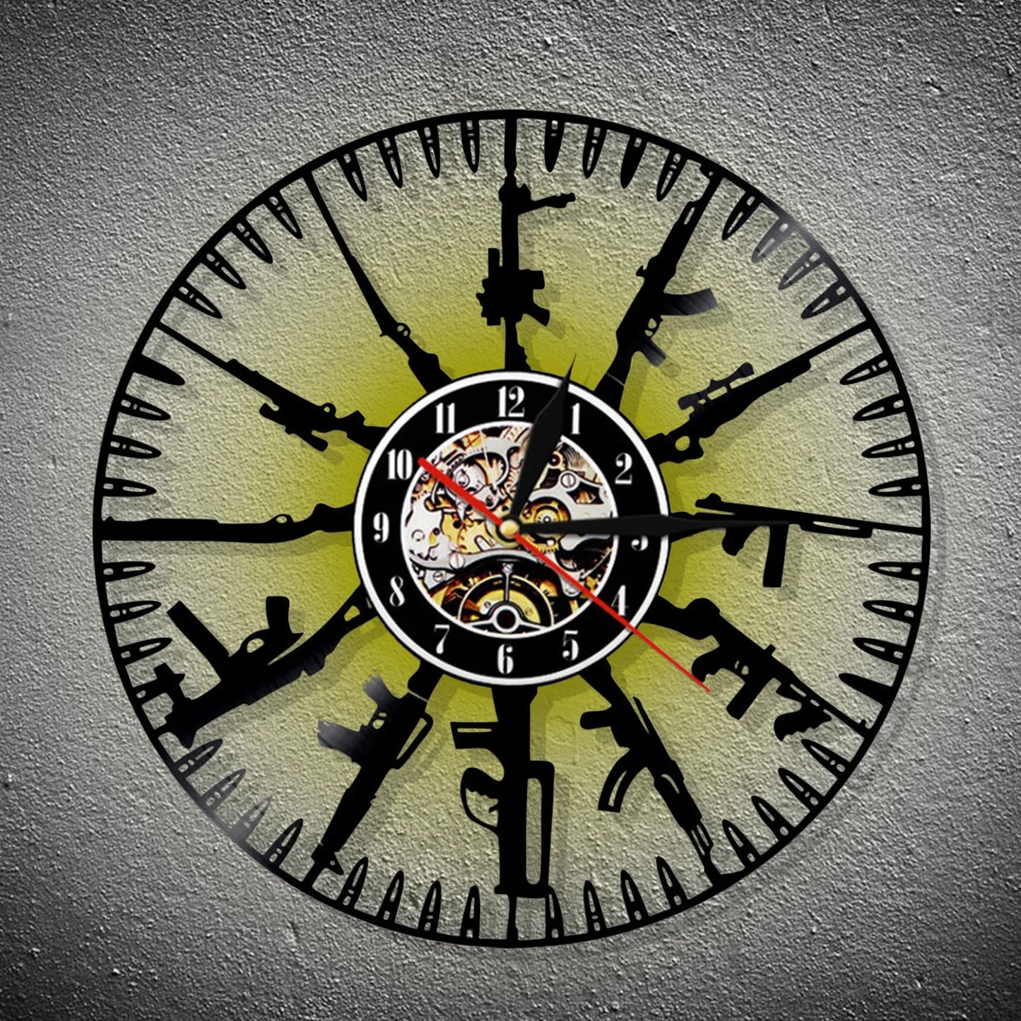 7-color Lighted Vinyl Record Gun & Bullet  Wall Clock
