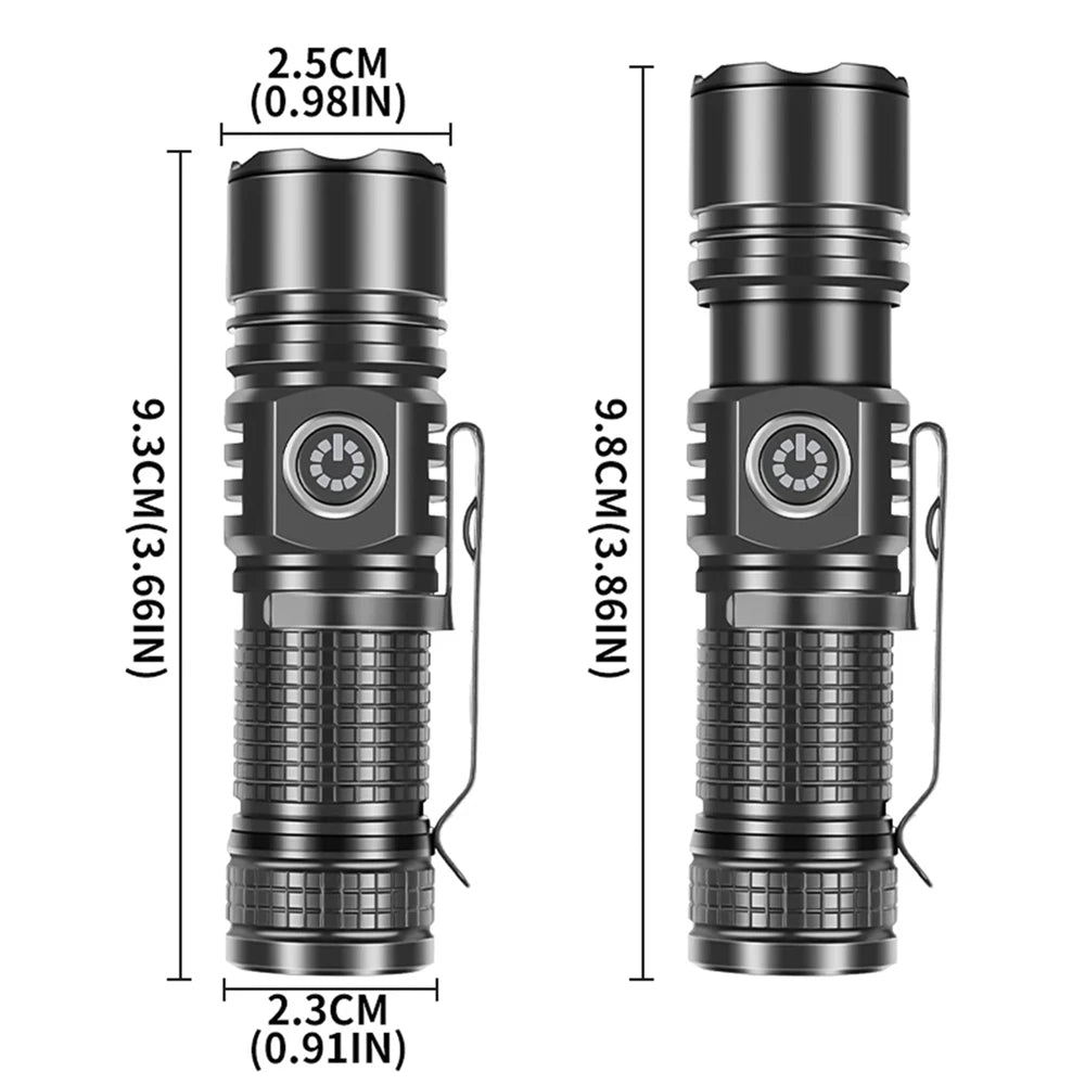 Super Bright Rechargeable Waterproof Mini LED Flashlight with Telescopic Zoom