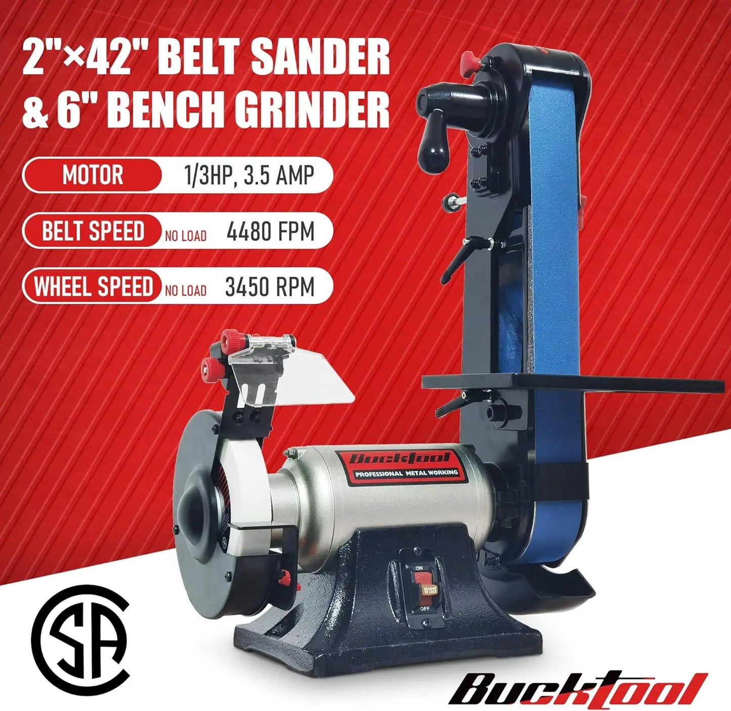 Combo 2" x 42" Belt Sander 6" Bench Grinder