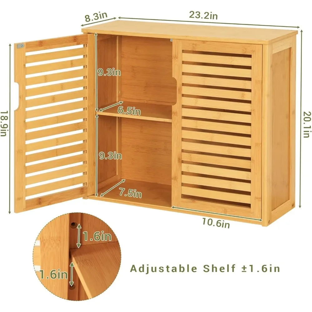 Wooden Wall Mounted Cabinet with Adjustable Shelves Inside