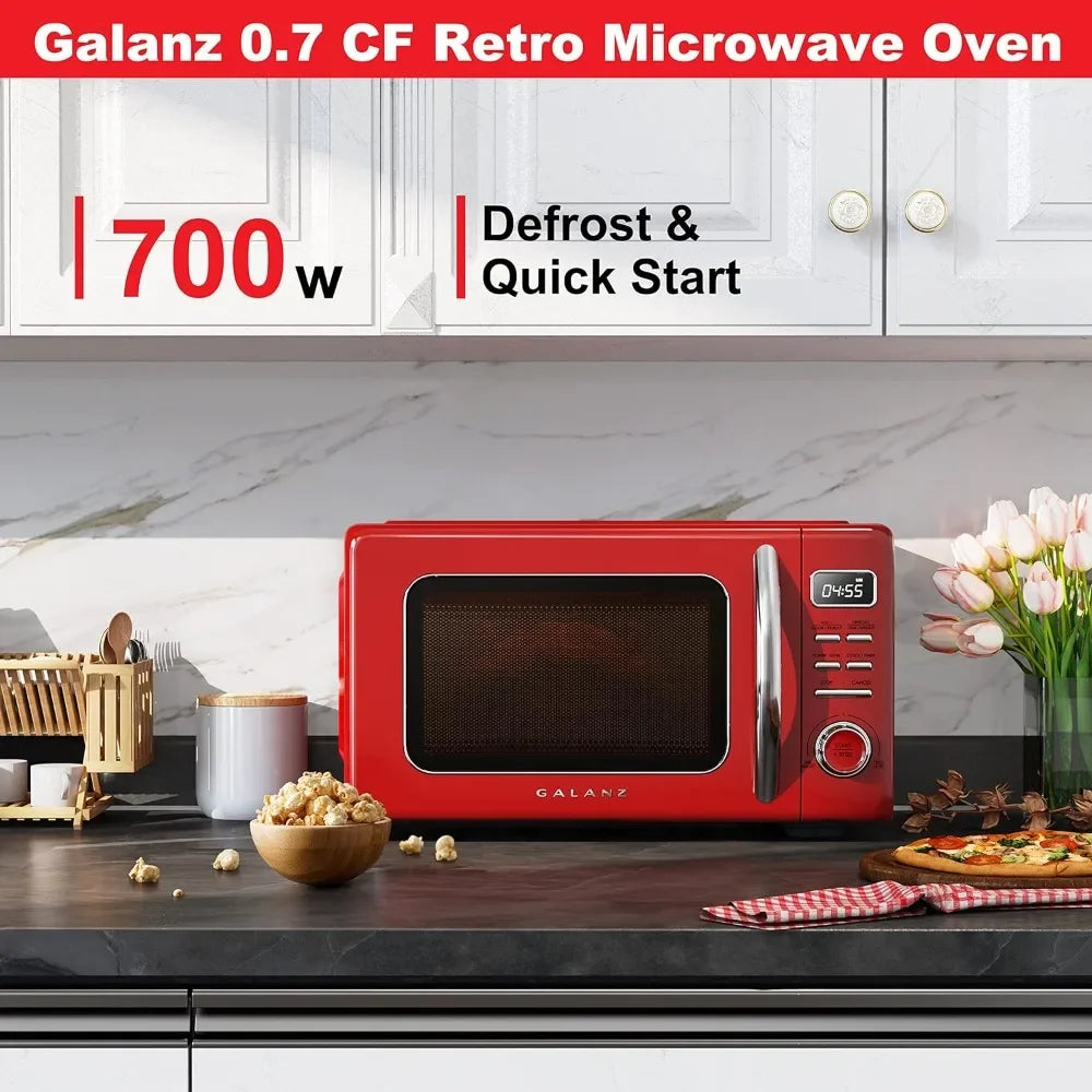 Retro Countertop Microwave Oven with Turntable