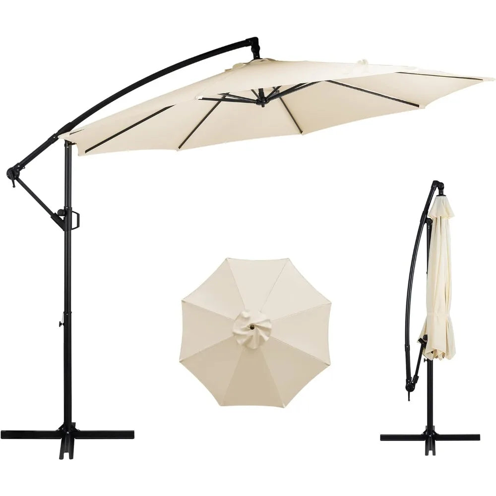 Cantilever Umbrella w/Easy Tilt Adjustment, Crank and Cross Base