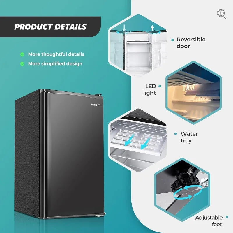 3.2 Cu. Ft Mini Fridge with Freezer &  LED light