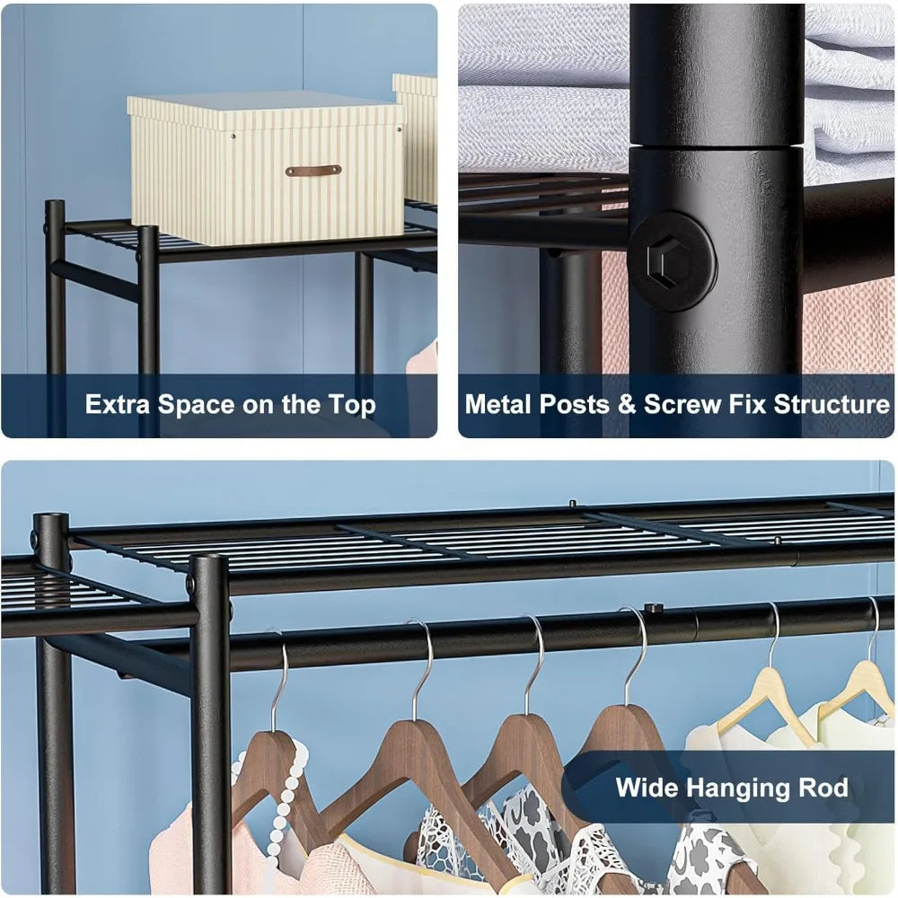 Portable Clothing Rack with Shelves
