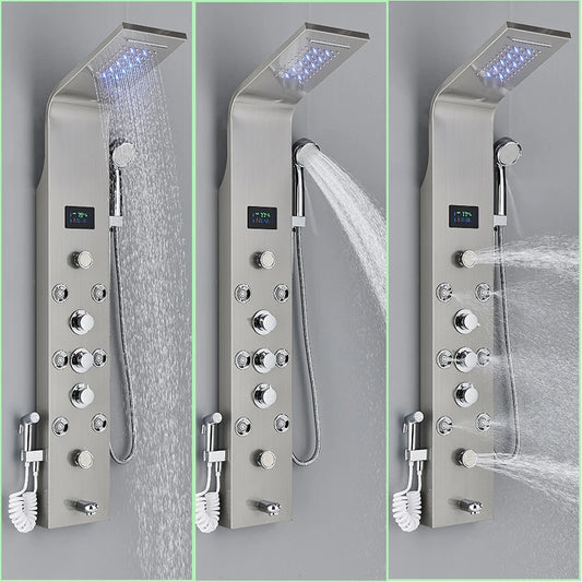 LED Shower Panel w / Digital Display & SPA Massage