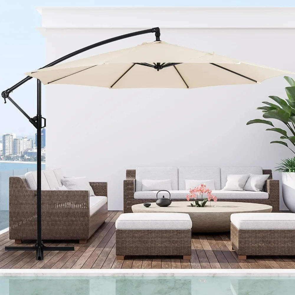 Cantilever Umbrella w/Easy Tilt Adjustment, Crank and Cross Base