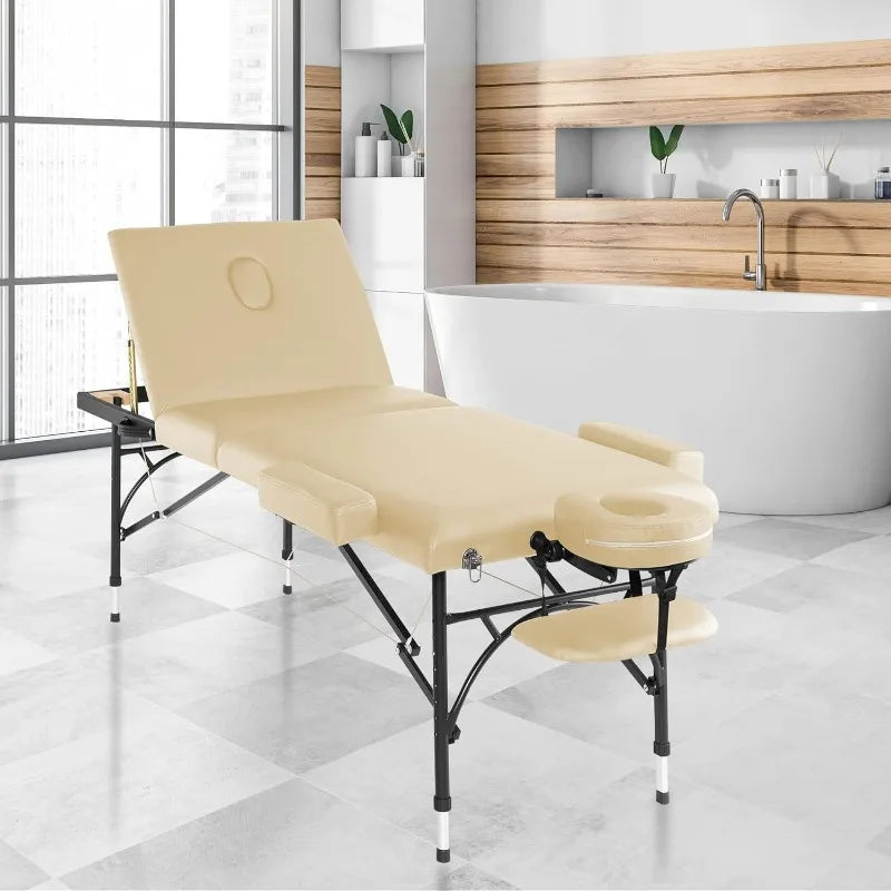 Professional Portable Lightweight Tri-Fold Massage Table with Aluminum Legs