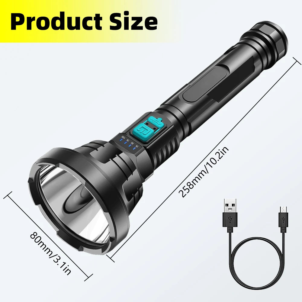 Strong Power Led USB Rechargeable 90000ml Tactical Emergency Light