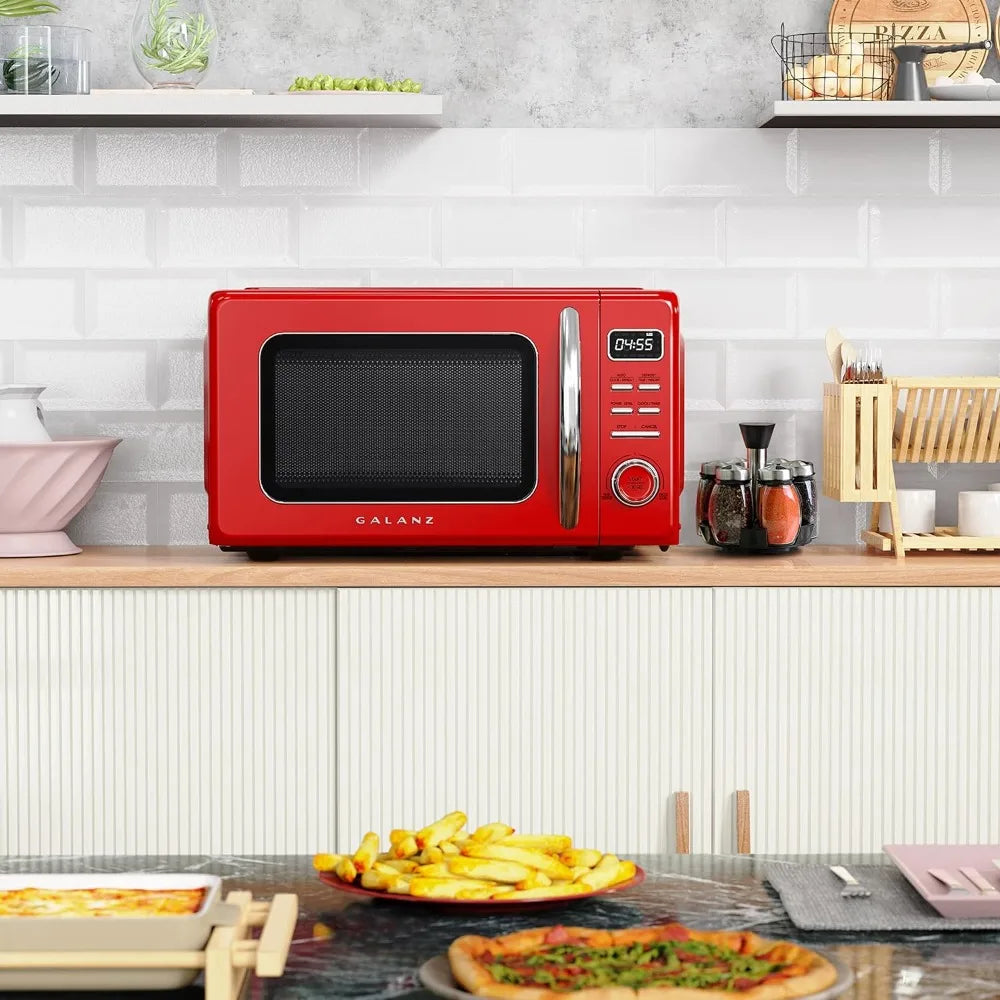 Retro Countertop Microwave Oven with Turntable