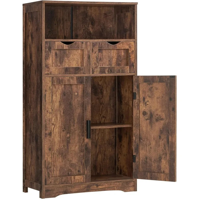 Wooden Storage Cabinet with 2 Drawers & 2 Shelves