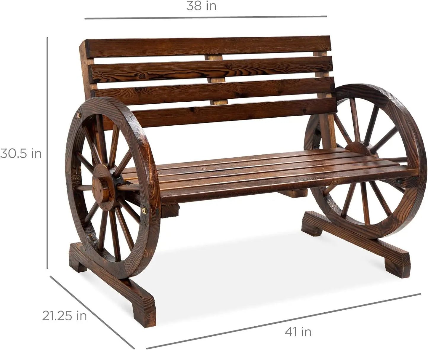 2-Person Wooden Wagon Wheel Bench