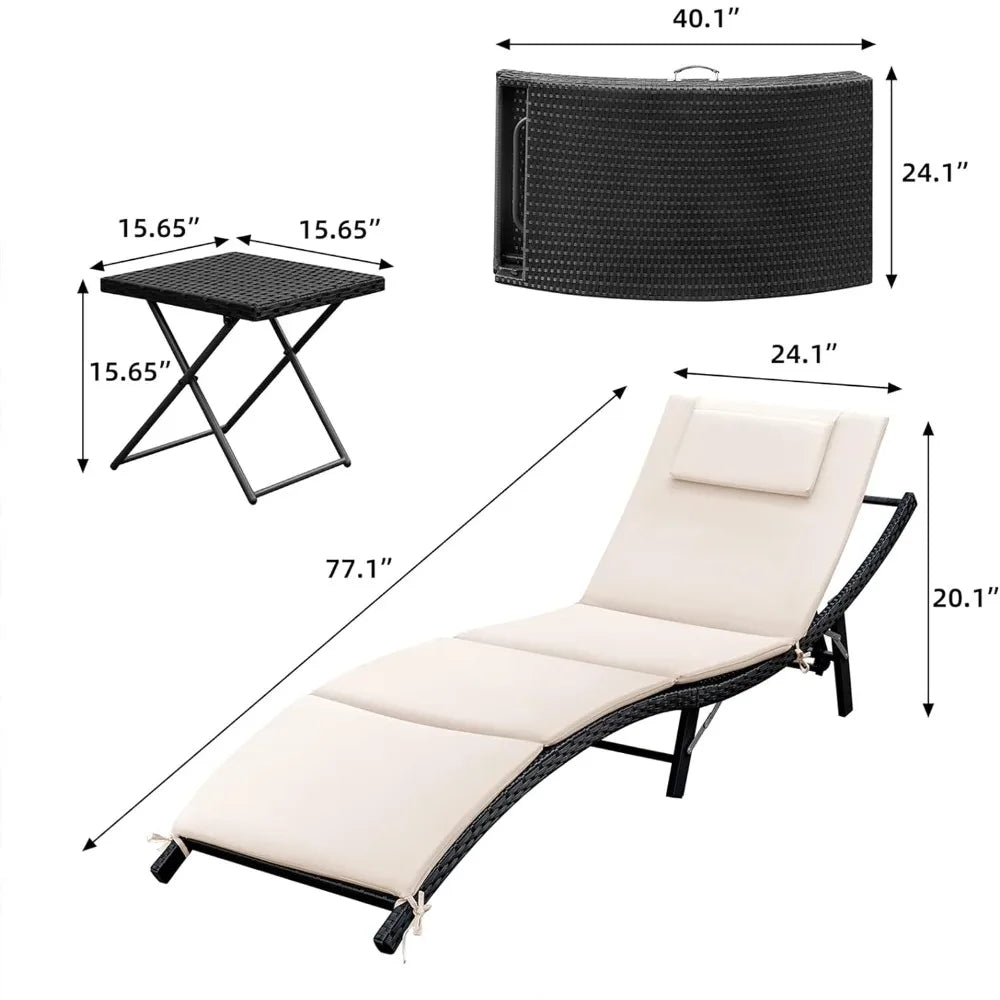 Outdoor 3 Pieces Adjustable Chaise Lounge Chair set