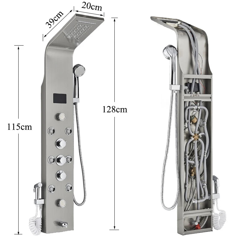 LED Shower Panel w / Digital Display & SPA Massage