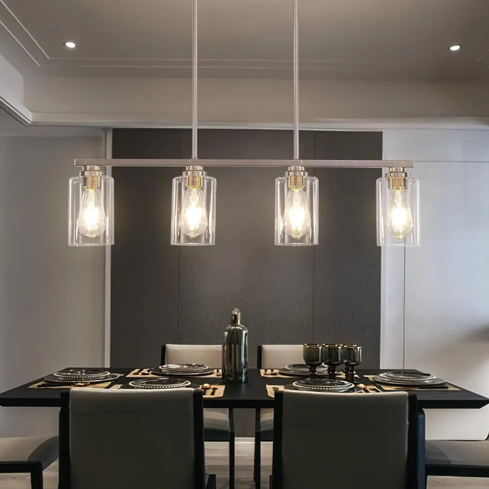 4-Light Dining Room Chandelier  Fixture with Clear Glass Shade