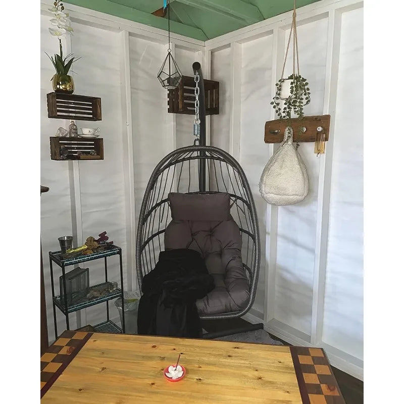 Wicker Swing Egg Hanging Chair with Stand