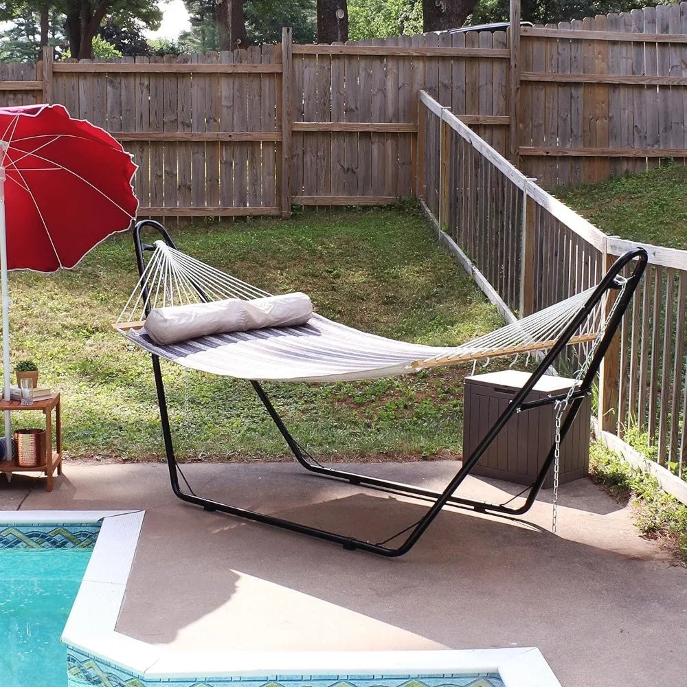 450-Pound Capacity, Double Quilted Hammock with Universal Steel Stand,