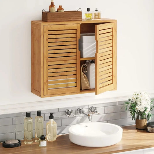 Wooden Wall Mounted Cabinet with Adjustable Shelves Inside