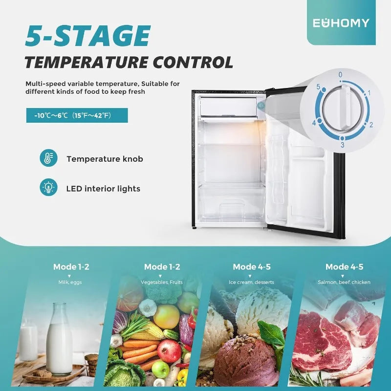 3.2 Cu. Ft Mini Fridge with Freezer &  LED light