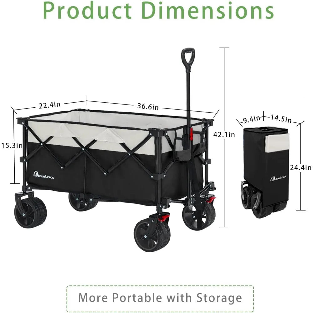 Adjustable Handle, Heavy Duty, Collapsible Folding Wagon Cart