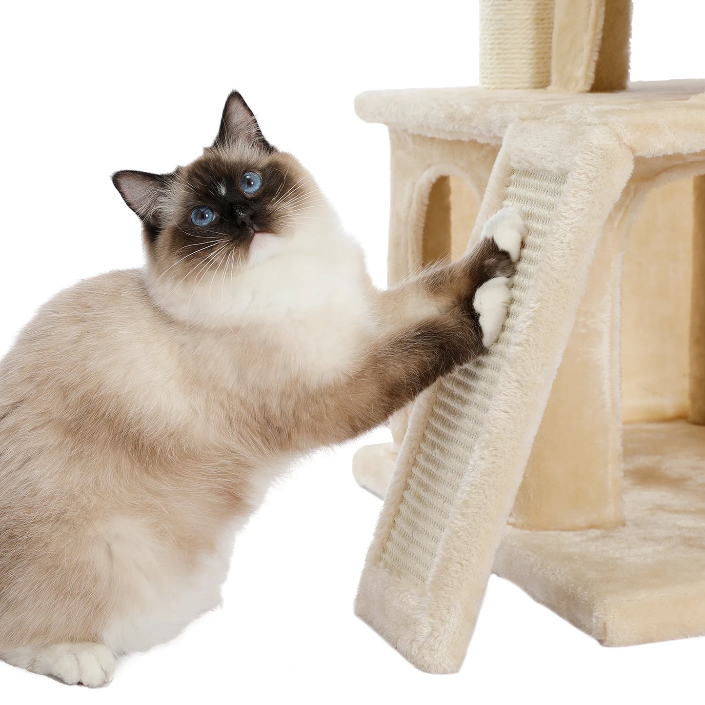 Wooden Cat Tower With Double Condo, with Spacious Perch