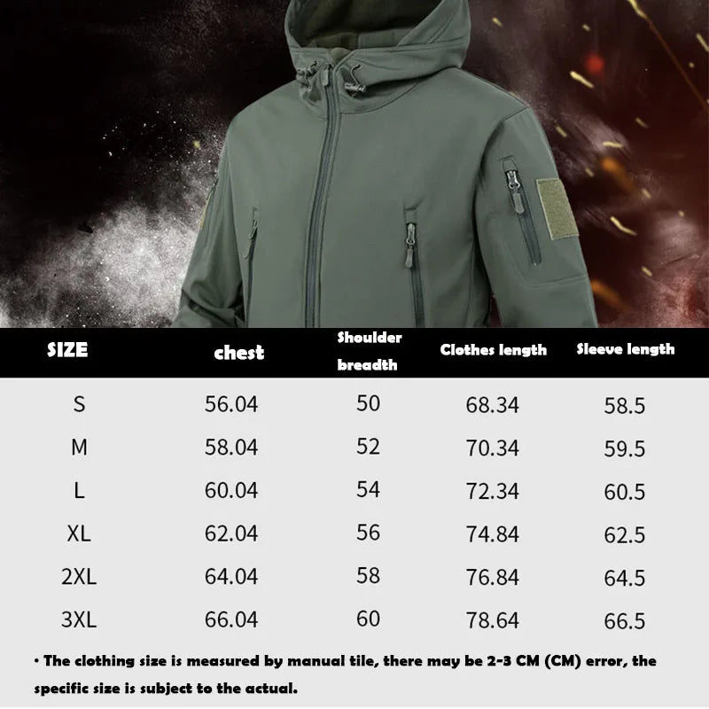 Oulylan Windproof Shark Skin Soft Shell Jacket Men Tactical Waterproof Jacket Men Combat Jackets Mens Hooded Coats