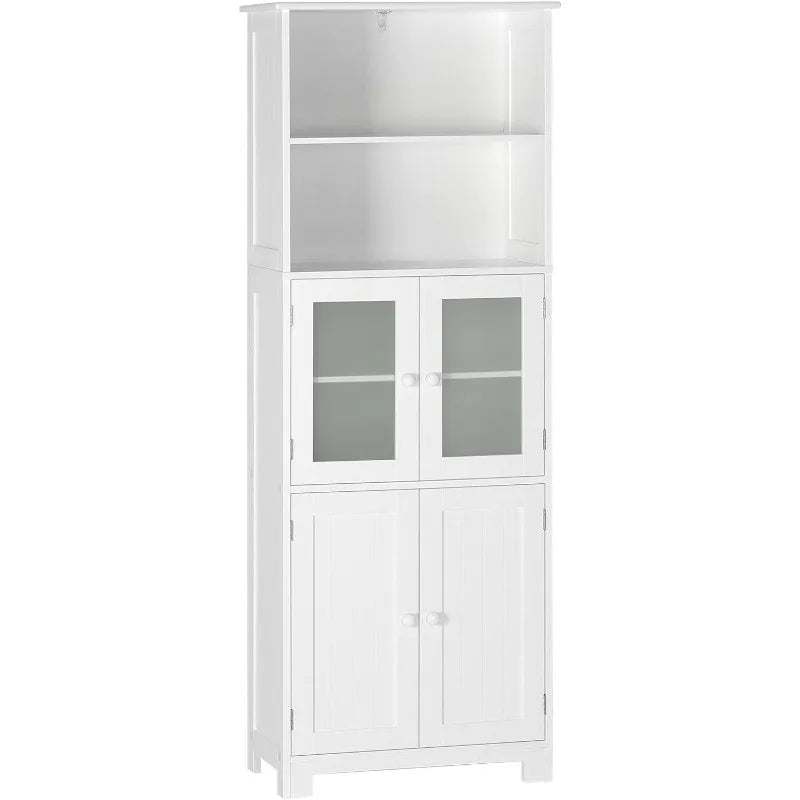 64” Tall Freestanding Wooden Linen Tower Storage Cabinet