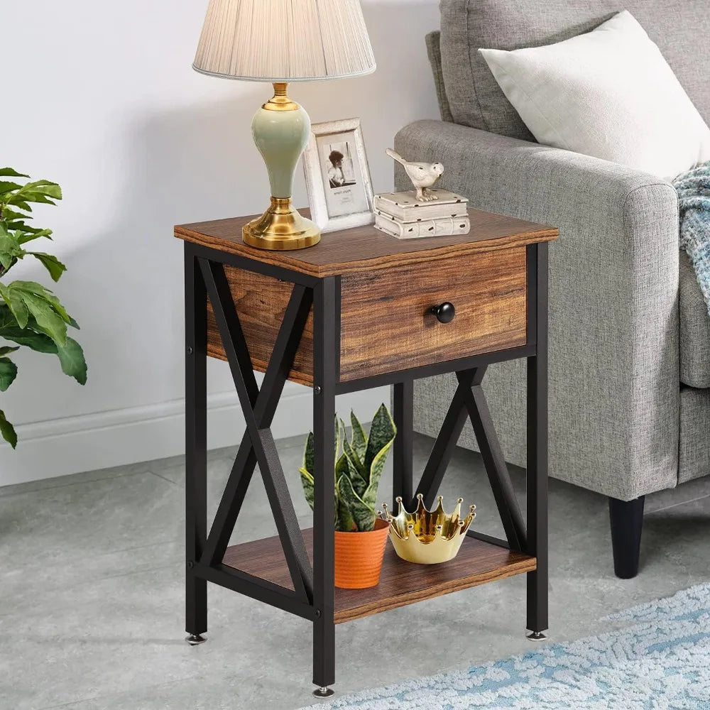 Set of 2, Modern Bedside End Tables, Night Stands