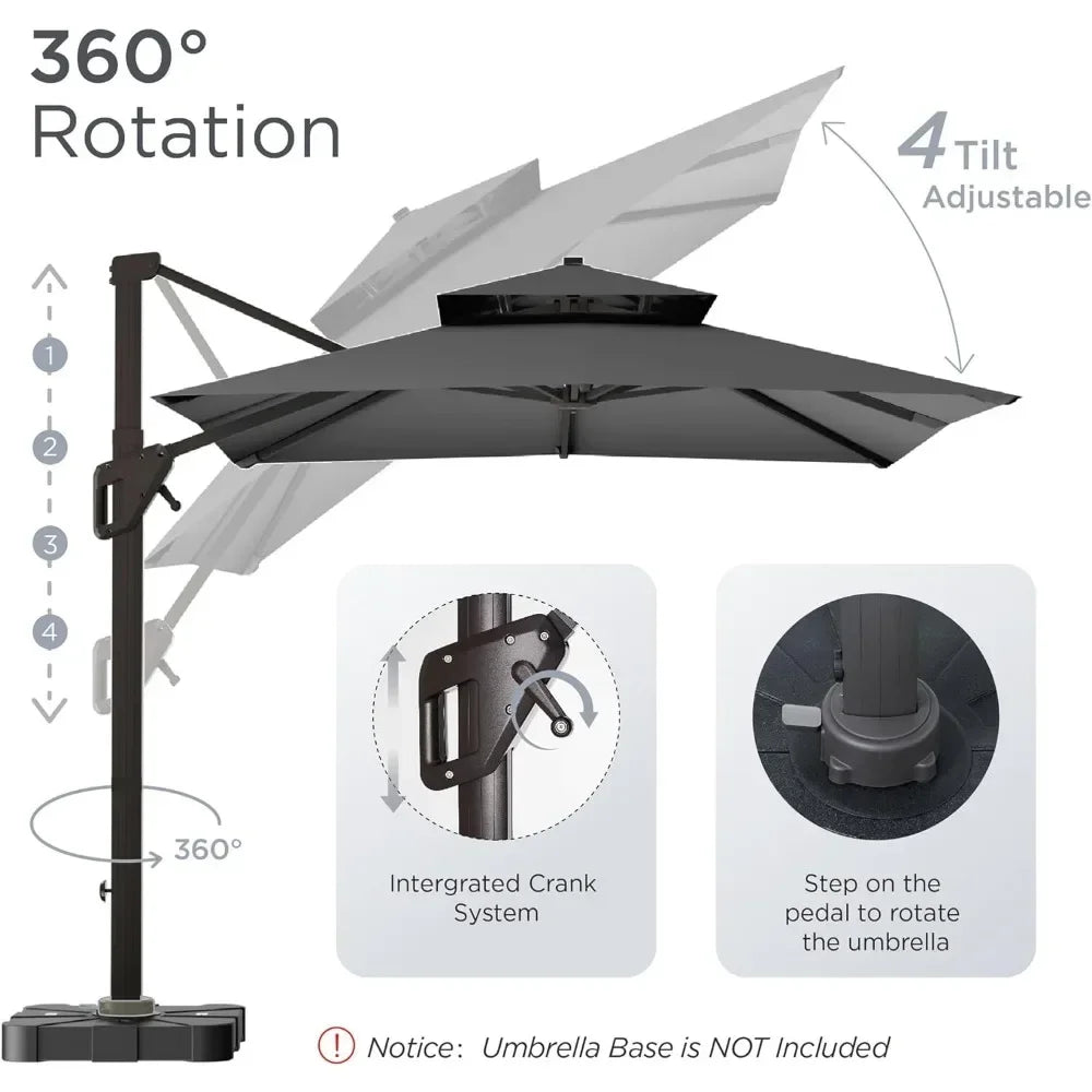 Heavy Duty Windproof Offset Cantilever Umbrellas with 360-degree Rotation