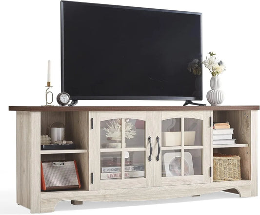 65" Wooden Farmhouse TV Stand with Adjustable Shelves