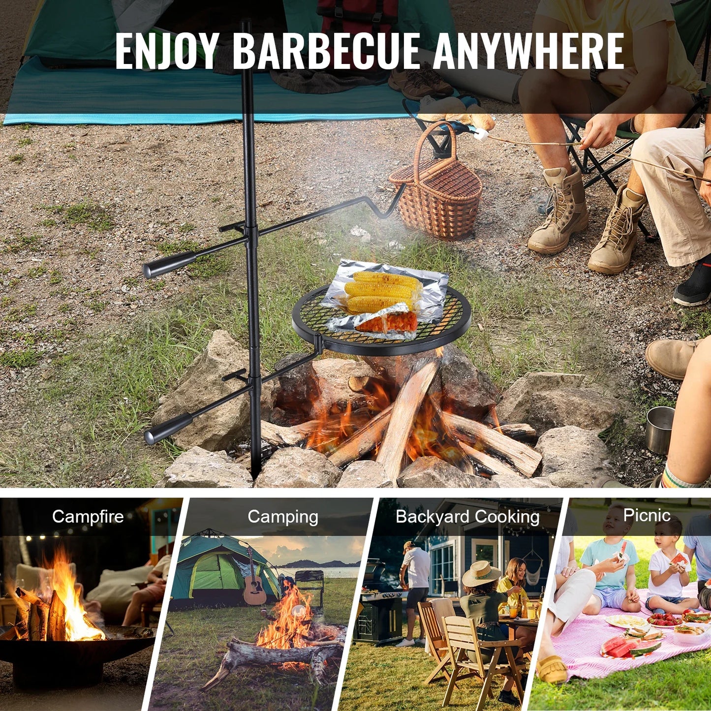 360° Adjustable Swivel Campfire Grill