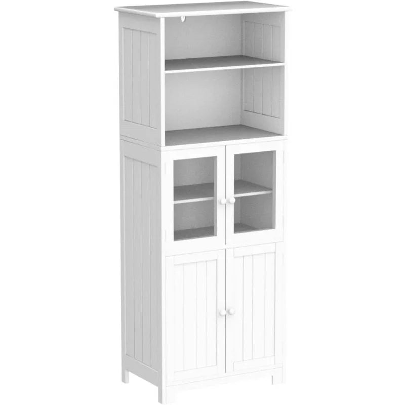 64” Tall Freestanding Wooden Linen Tower Storage Cabinet