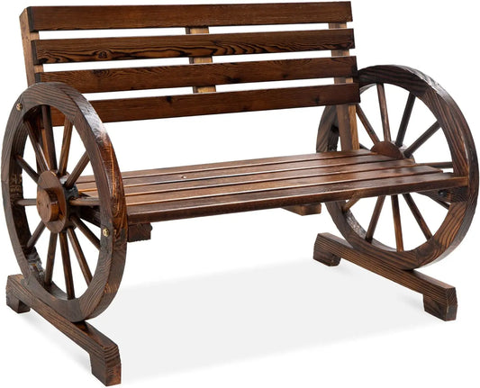 2-Person Wooden Wagon Wheel Bench