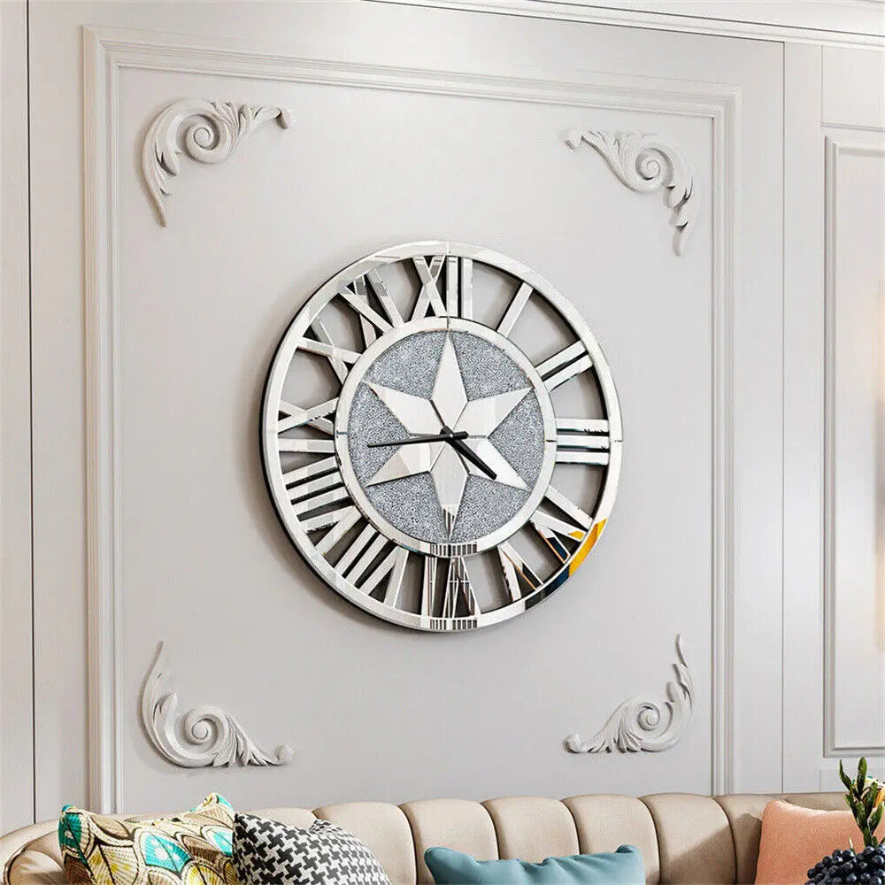 Round Mirrored glass Wall Clock