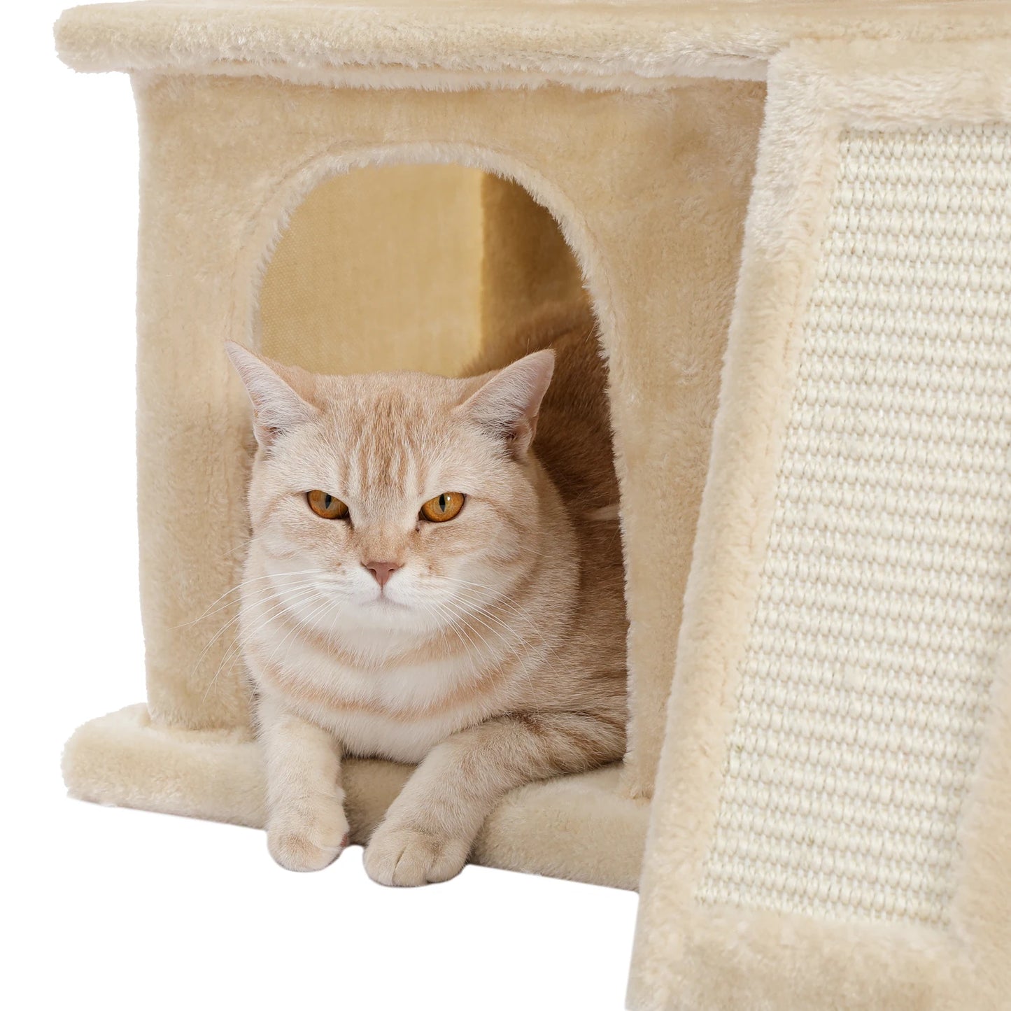 Wooden Cat Tower With Double Condo, with Spacious Perch