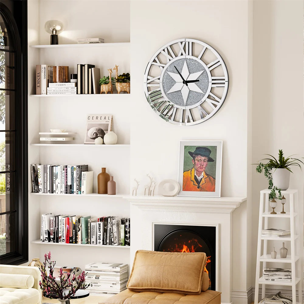 Round Mirrored glass Wall Clock