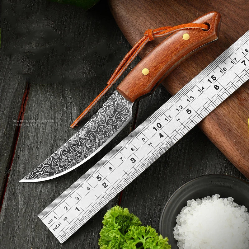 small wood handle meat knife With sheath