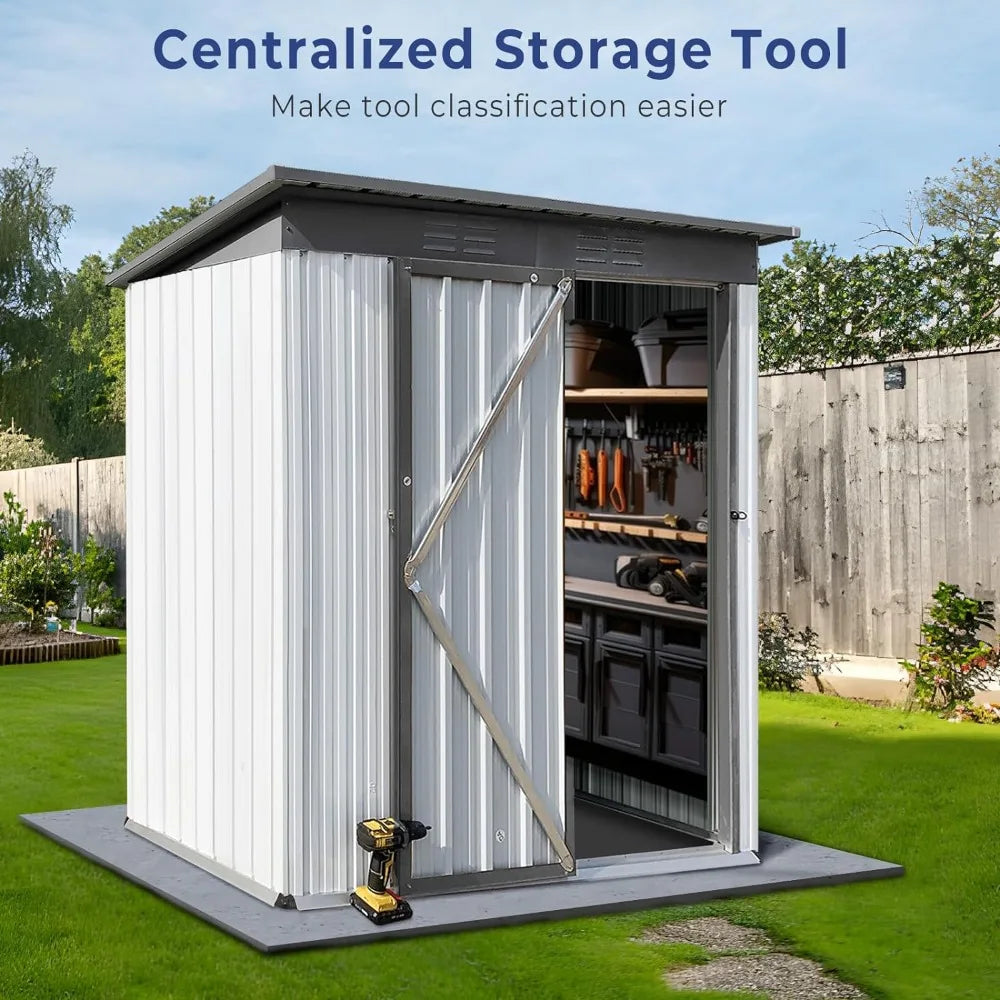 5' × 3.2' Metal Storage Shed with Door & Lock