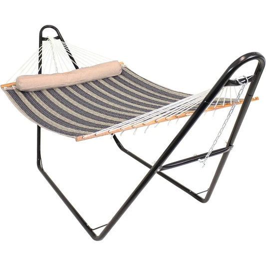 450-Pound Capacity, Double Quilted Hammock with Universal Steel Stand,
