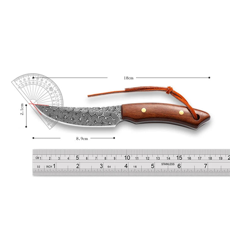 small wood handle meat knife With sheath