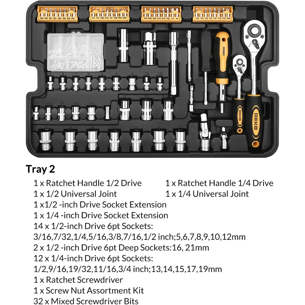 258 Piece Tool Kit with Rolling Tool Box