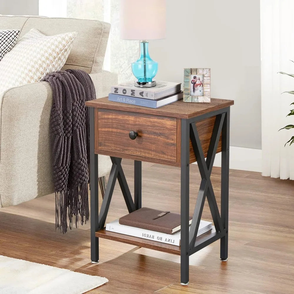 Set of 2, Modern Bedside End Tables, Night Stands