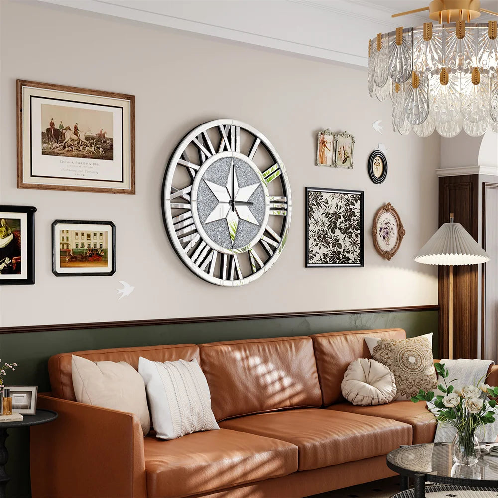 Round Mirrored glass Wall Clock